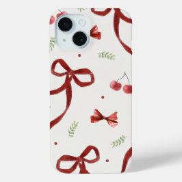 Para iPhone 15 Funda de teléfono con patrón de cereza linda y cin