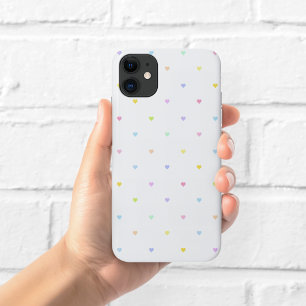 Para iPhone 11 Funda de teléfono con patrón de corazones pastelit