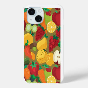 Para iPhone 15 Funda de teléfono con patrón de frutas y verduras