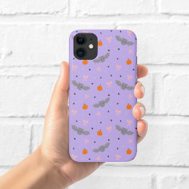 Para iPhone 11 Funda de teléfono con patrón de murciélago morado