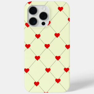 Para iPhone 15 Pro Max Funda de teléfono con rejilla de corazones rojos e