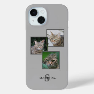 Para iPhone 15 Funda de teléfono con retrato de tres mascotas y n