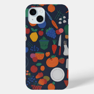 Para iPhone 15 Mini Funda de teléfono con tema de cocina de frutas y v