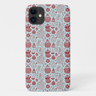 Para iPhone 11 Funda de teléfono con tema de Navidad en rojo y bl