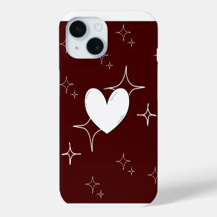 Para iPhone 15 Funda de teléfono Corazón Brillante Funda Románt