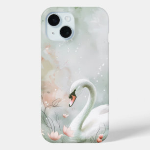 Para iPhone 15 Funda de teléfono de acuarela Cisne elegante y nen