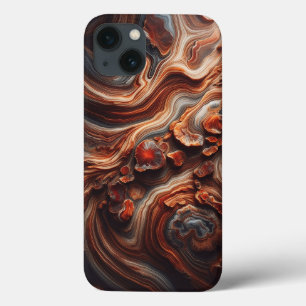Para iPhone 13 Funda de teléfono de ágata en tono terroso de lujo