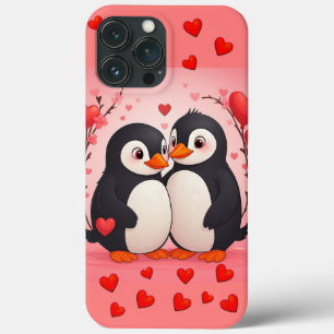 Para iPhone 13 Pro Max Funda de teléfono de amor de pingüino
