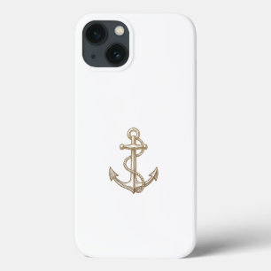 Para iPhone 13 Funda de teléfono de ancla dorada vintage
