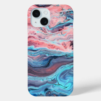 Para iPhone 15 Funda de teléfono de arte fluido de mármol pastel 