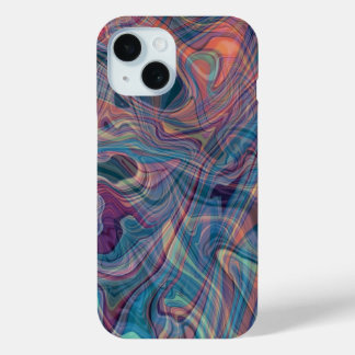 Para iPhone 15 Funda de teléfono de arte líquido de mármol celest