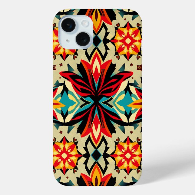 Case-Mate Para iPhone Funda de teléfono de arte popular bohemio vibrante (Reverso )