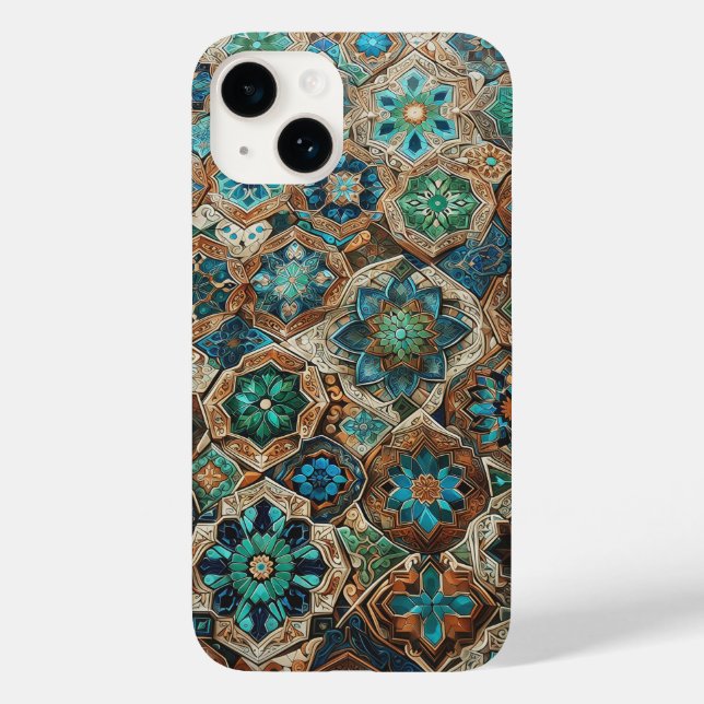 Case-Mate Para iPhone Funda de teléfono de baldosas geométricas azul y d (Reverso )