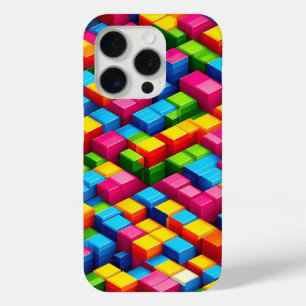 Para iPhone 15 Pro Funda de teléfono de bloques coloridos isométricos