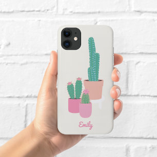Para iPhone 11 Funda de teléfono de cactus en maceta lindo Crem