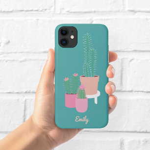 Para iPhone 11 Funda de teléfono de cactus en maceta lindo Verd