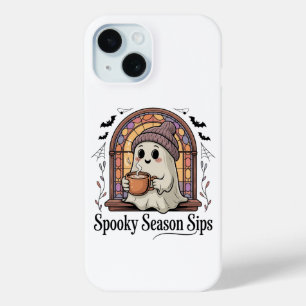 Para iPhone 15 Funda de teléfono de café de fantasma lindo de Hal