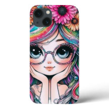 Funda de teléfono de chica Chibi con cabello de ar