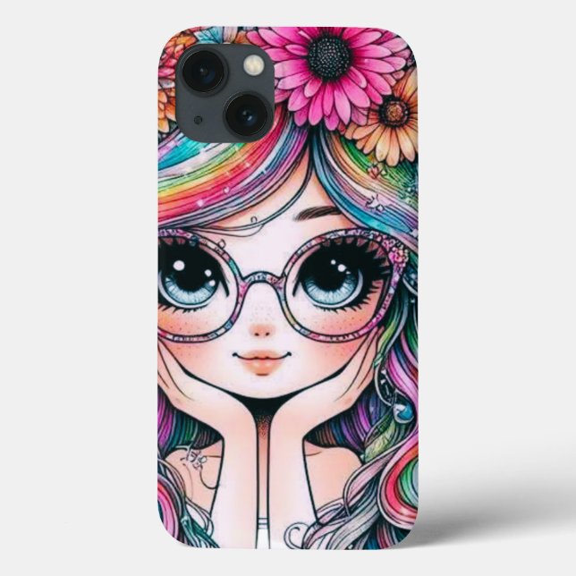 Case-Mate Para iPhone Funda de teléfono de chica Chibi con cabello de ar (Reverso)