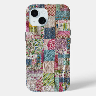 Para iPhone 15 Funda de teléfono de colcha de patchwork vintage