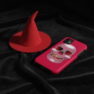 Para iPhone 11 Funda de teléfono de cráneo gótico rosa