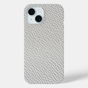 Para iPhone 15 Funda de teléfono de cuero texturizado gris claro