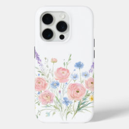 Para iPhone 15 Pro Funda de teléfono de flor silvestre Cottagecore fl