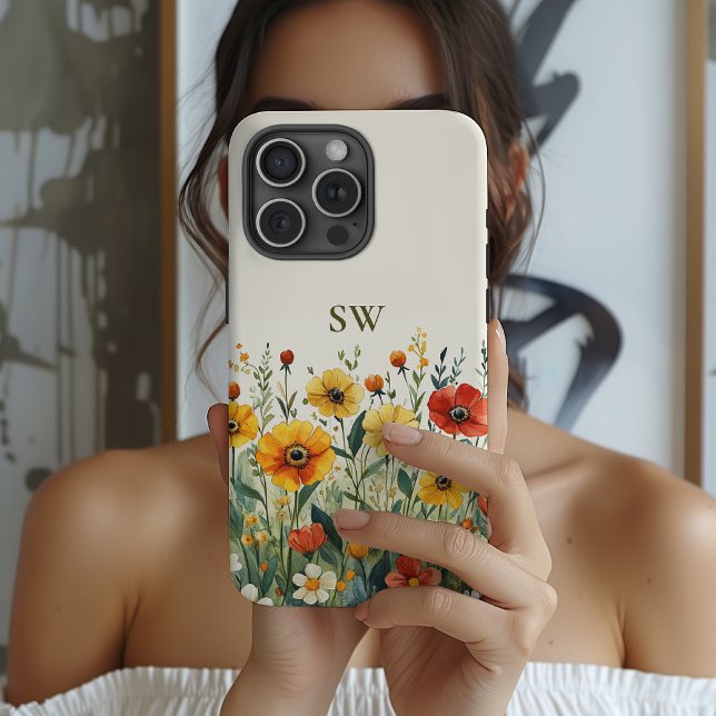 Case-Mate Para iPhone Funda de teléfono de flores silvestres personaliza (Custom Floral Phone Case Gift for Mom, Grandma, Teacher, Women, Bridesmaid Proposal Keepsake)