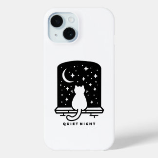 Para iPhone 15 Funda de teléfono de gato lindo Diseño nocturno mi