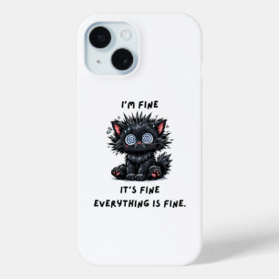 Para iPhone 15 Funda de teléfono de gato negro divertido