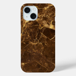 Para iPhone 15 Funda de teléfono de mármol marrón oscuro elegante