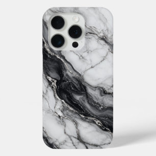 Para iPhone 15 Pro Funda de teléfono de mármol negro y blanco de lujo