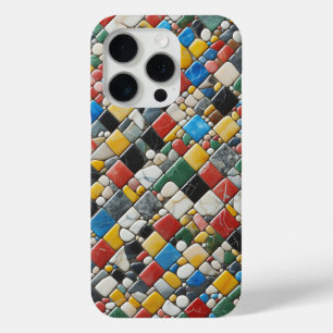 Para iPhone 15 Pro Funda de teléfono de mosaico de piedra colorida ar