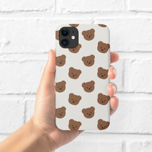 Para iPhone 11 Funda de teléfono de oso de peluche marrón