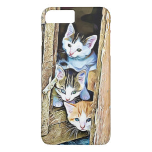 Para iPhone 8 Plus/7 Plus Funda de teléfono de tres gatitos curiosos