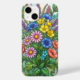 Funda Para iPhone 14 De Case-Mate Funda de teléfono de vidrio emplomado con flores s