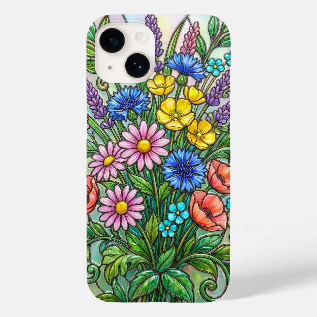Case-Mate Para iPhone Funda de teléfono de vidrio emplomado con flores s (Reverso )
