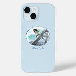 Para iPhone 15 Funda de teléfono divertida de gato deslizándose p