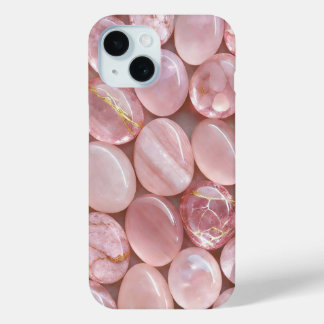 Para iPhone 15 Funda de teléfono estética con cristales de cuarzo