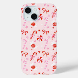 Para iPhone 15 Funda de teléfono estética de caramelo rosa