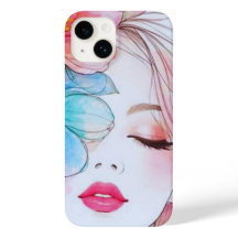 Funda de teléfono estética de mujer floral acuarel