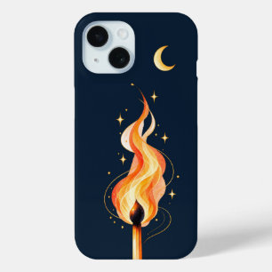 Para iPhone 15 Funda de teléfono Flame and Moon