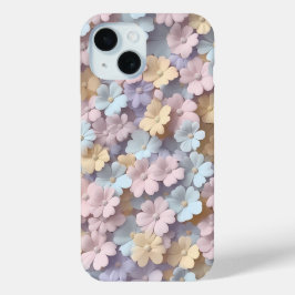 Para iPhone 15 Funda de teléfono floral 3D Flor de Pastel Suave