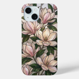Para iPhone 15 Funda de teléfono floral botánica de magnolia eleg