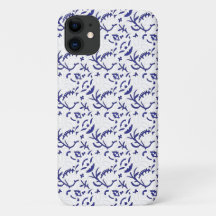 Funda de teléfono floral de chinoiserie azul