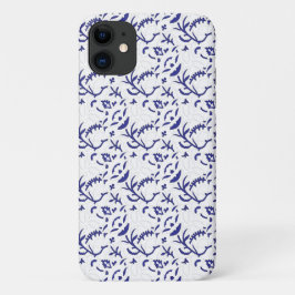 Para iPhone 11 Funda de teléfono floral de chinoiserie azul