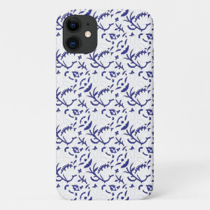 Para iPhone 11 Funda de teléfono floral de chinoiserie azul
