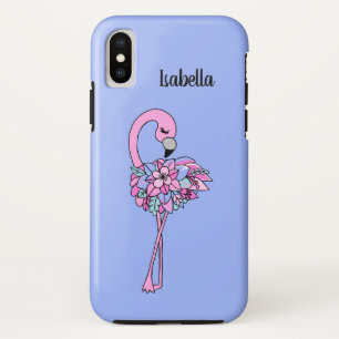 Para iPhone X Funda de teléfono floral de flamenco rosa