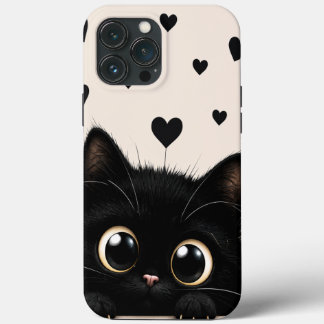 Para iPhone 13 Pro Max Funda de teléfono gatito de medianoche Peekaboo