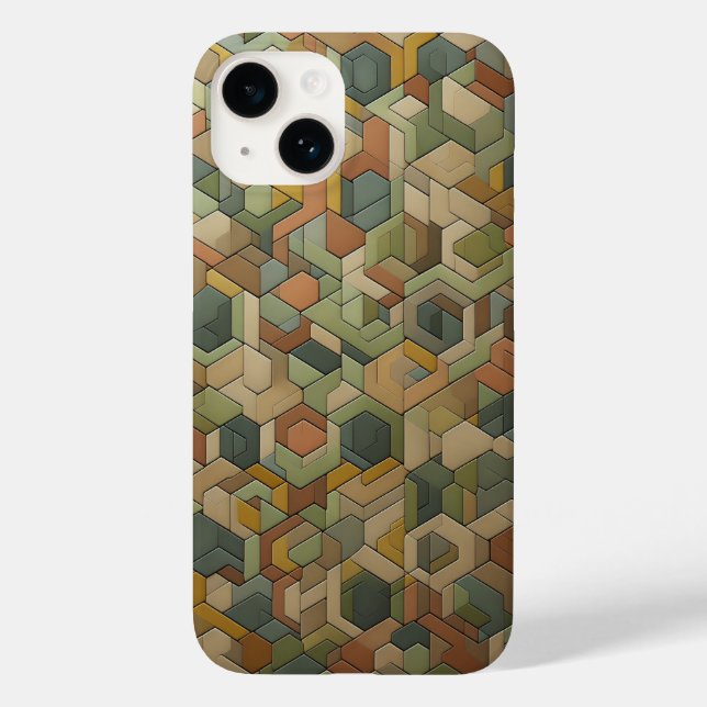 Case-Mate Para iPhone Funda de teléfono geométrica hexagonal tono tierra (Reverso )
